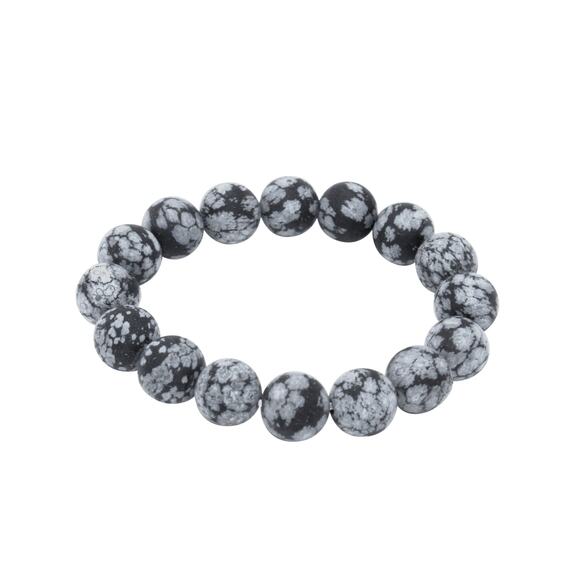 🔴 Bracelet - Matte Snowflake Obsidian 12mm. - Picture 1 of 1